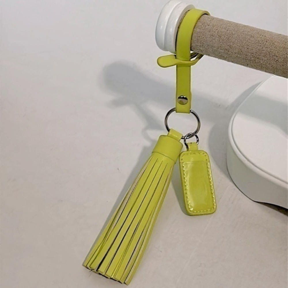 Purse charm tassel with name tag lime green